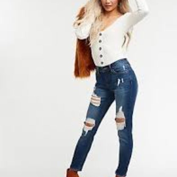 Refuge Distressed Cropped Jeans - Picture 1 of 8